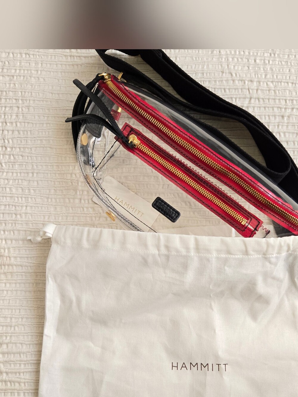 NWT Hammitt Charles Medium Crossbody Bag - Clear with Gold Hardware, Red Trim ❤️ - Picture 7 of 10
